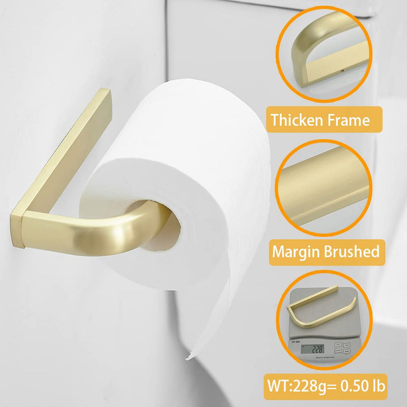 BESy Brass Toilet Tissue Paper Holder Brushed Gold Bathroom Accessories Wall Mounted, Rust Protection