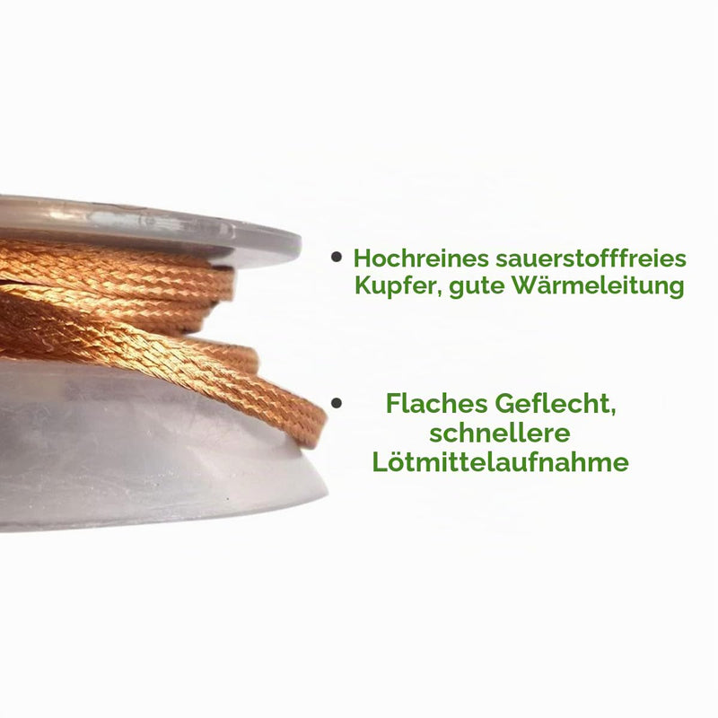 Desoldering Wire, Pack of 3, No-Clean Desoldering Braid Copper Desoldering Wire 1.5 mm x 3 m, 2.5 mm x 3 m, 3.5 mm x 3 m