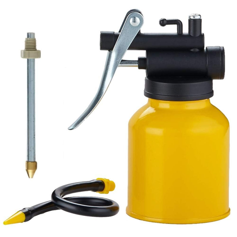 Hand Pump Oiler Can Professional Level 8 oz. Capacity Pump Oiler with Metal & Long Flex Spout 1