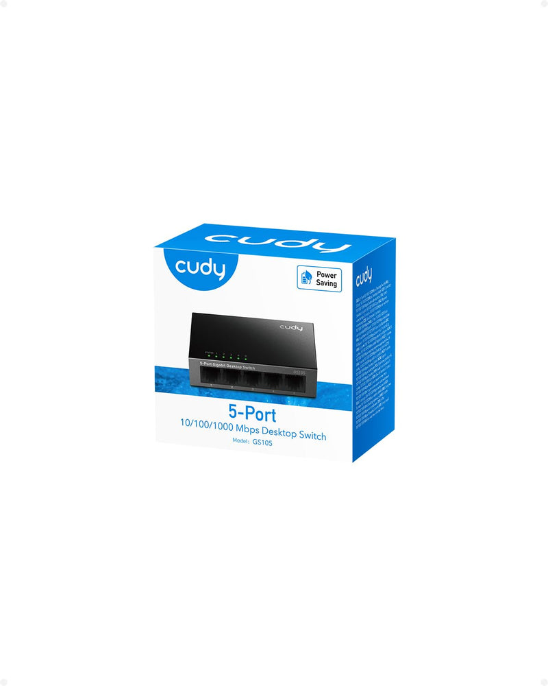 Cudy GS105 5-Port Gigabit Unmanaged Ethernet Switch, Network Hub, Ethernet Splitter, Plug & Play, Fanless Metal Design, Traffic Optimization