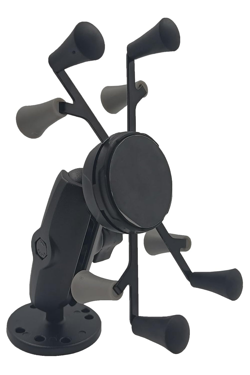 Strg Phone Mount with Drill-Down Round Base with Medium B Size 1" Ball Double Socket Arm, Phone Holder Compatible with All Phones Car Motorcycle Bike and More Phone Mount