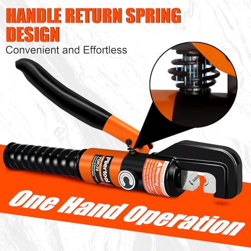Hydraulic Battery Cable Crimpers 10 Tons 12‑2/0 AWG Stainless Steel Railing Orange 11pcs