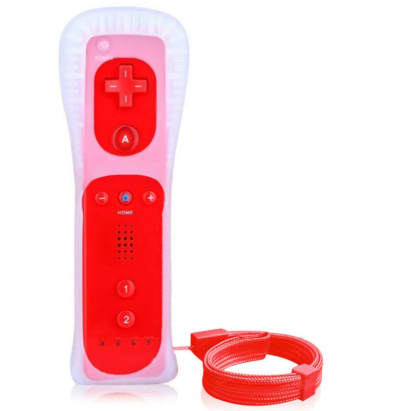 Lyyes Remote Controller for Wii, Wii Remote and Nunchuck Controllers with Silicon Case and Strap for Wii and Wii U (Red) Red