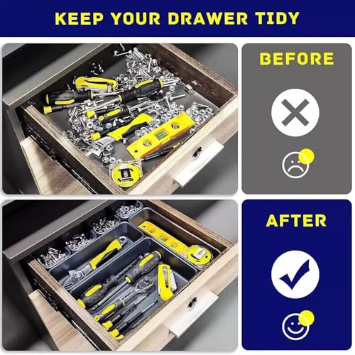 Gonice 30PCS Drawer Organizer Bins,Black Desk Drawer Organizer Tray 30 PCS black