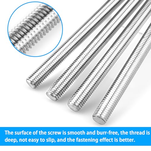 4pcs M14 x 250mm Fully Threaded Rod, M14-2mm Thread Pitch,304 Stainless Steel Long Threaded Screw, Right Hand Threads (M14 x 250mm)