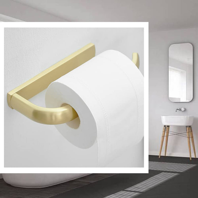 BESy Brass Toilet Tissue Paper Holder Brushed Gold Bathroom Accessories Wall Mounted, Rust Protection