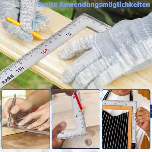 Angle Ruler Siumir Stainless Steel L Shape Ruler 150 x 300 mm 90 Degree Right Angle Ruler Double Scale for Carpenters, Architects and Engineers