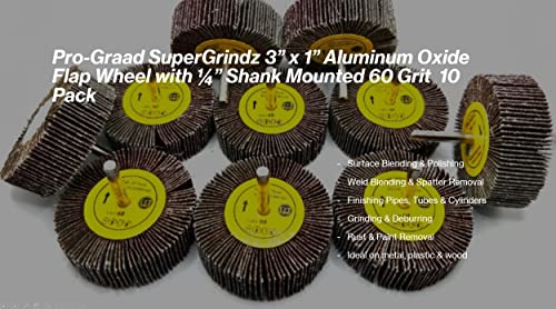 Pro-Graad SuperGrindz Flap Wheel 3" x 1" x 1/4", 60 Grit, 10 Pack
