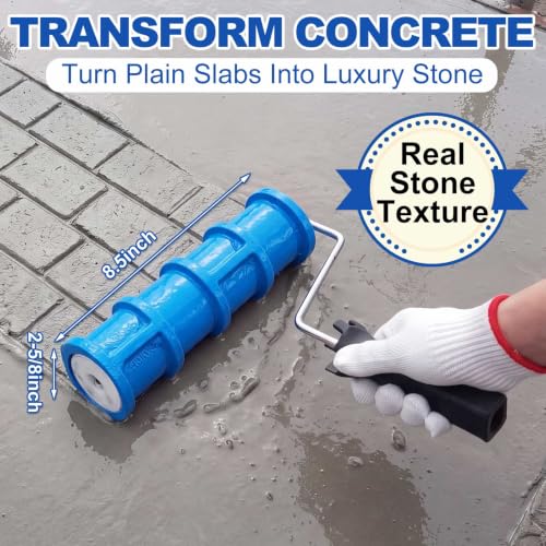 Concrete Texture Roller Stamp, Stone Pattern Decorative Cement Roller for Driveway Patio Walkway, Professional Concrete Imprint Tool for DIY Landscaping & Masonry(Brick Patterns)