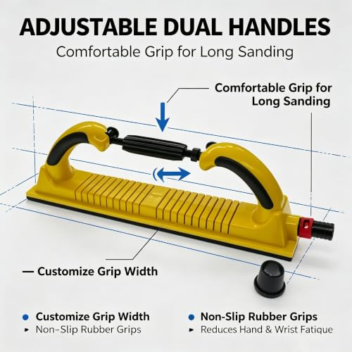 Adjustable Dust-Free Hand Sanding Block, Vacuum Hand Sanding Board for Auto Body, Wood, Wall Polishing, 2 Pack
