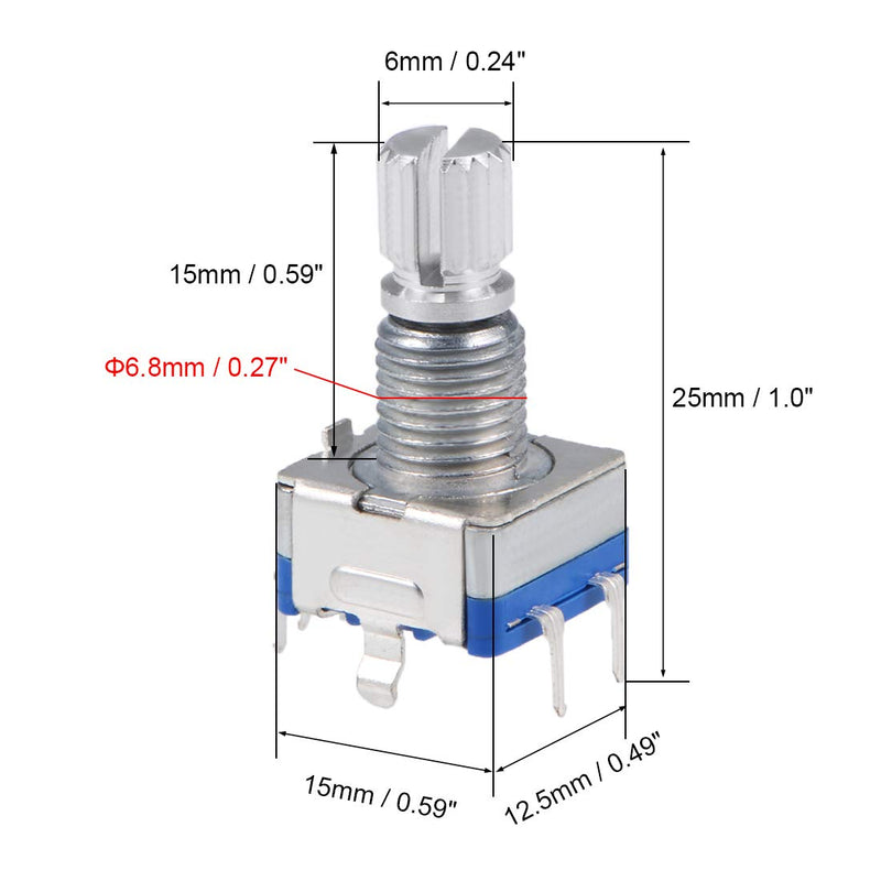 sourcing map 2pcs. 360 degree rotary encoder code switch potentiometer EC11 7 pins 15mm shaft