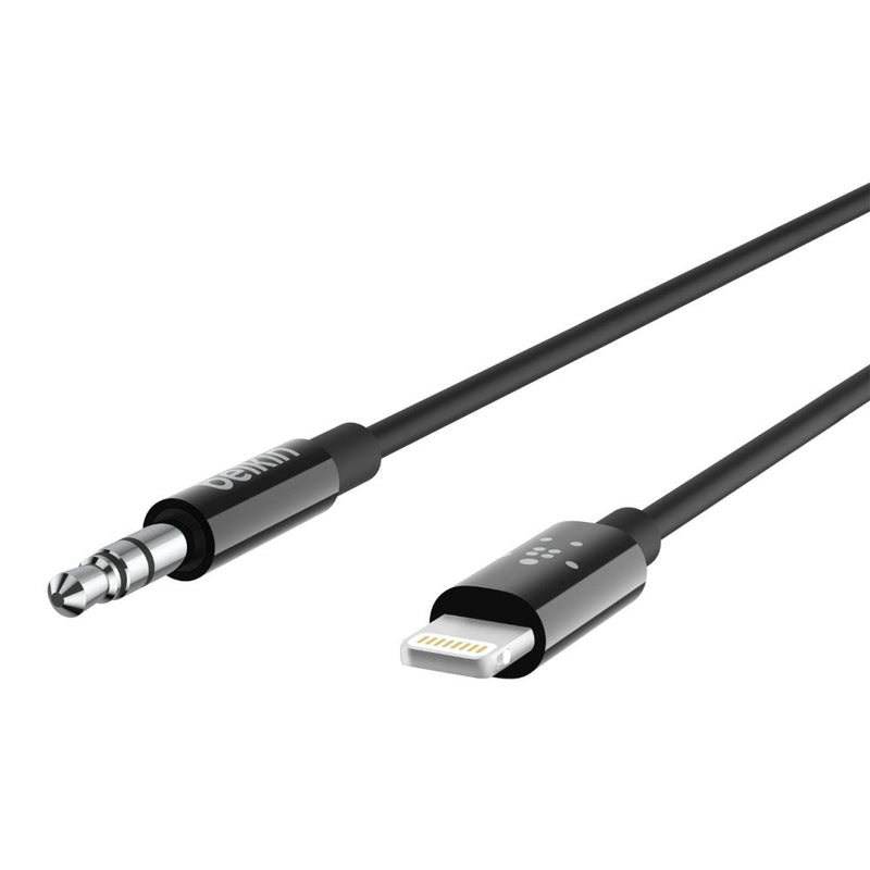 Belkin 3.5mm Audio Cable with Lightning Connector, 6ft Durable AUX Cable for iPhone, iPad, and iPod - Connects to Car Stereo, Headphones, and Speakers - MFi-Certified for Apple Devices - Black 6'