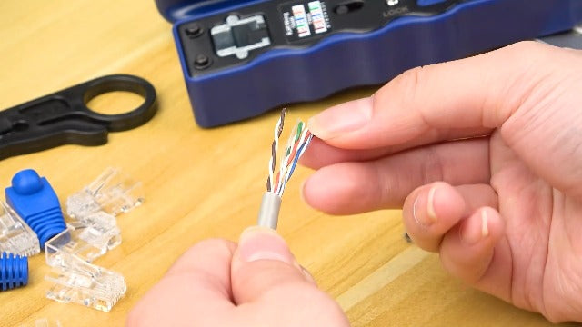 Proster RJ45 Crimper Kit - Pass-Thru for Cat6/Cat5e w/ 50 Connectors Blue