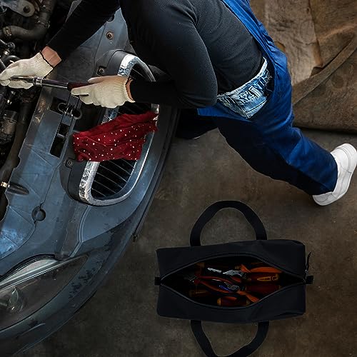 MELOTOUGH Canvas Utility Tool Tote bag Combo Kit-Includes 4 Medium Tool Organizer Bags for Electrician, Plumbing, Gardening, HVAC & More (Black & Tan)