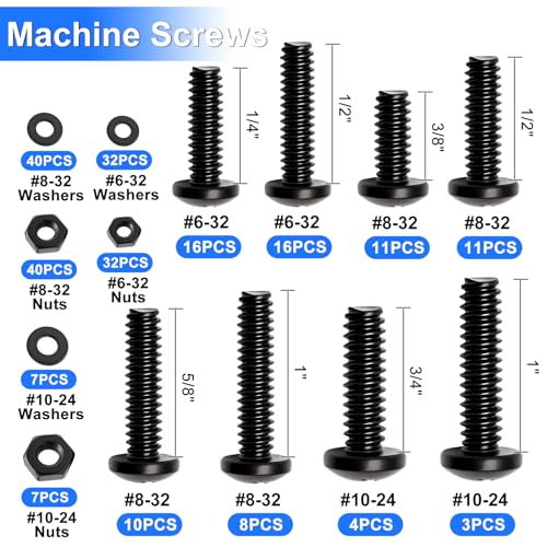 237PCS Machine Screws Nuts and Bolts Assortment Kit, 304 Stainless Steel Bolts 8 Sizes #6-32#8-32#10-24 Phillips Pan Head Hardware Screws + 730Pcs Machine Screws Nuts and Bolts Assortment Kit,