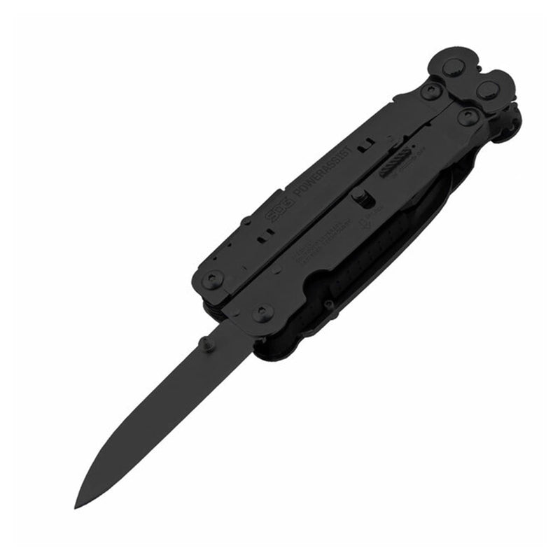SOG Multi-Tool Pliers PowerAssist Pocket Knife with 16 Lightweight Specialty Tools and EDC Sheath (B66N-CP), Black