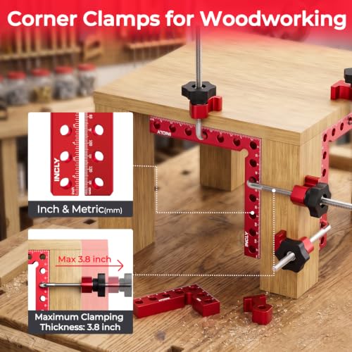 INCLY 8 Pack Corner Clamps for Woodworking, 90° Aluminum Right Angle Set