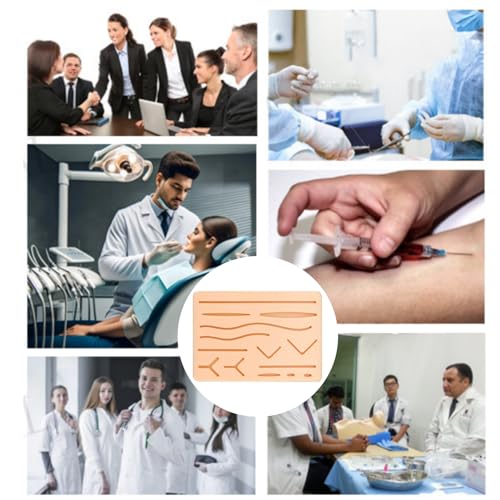 Silicone Seam Exercise Board, with Pre-Cut Wounds, 3-Layer Seam Padding, Silicone Seam Pad with Tear-Resistant Mesh, Suture Practice Pad Suture