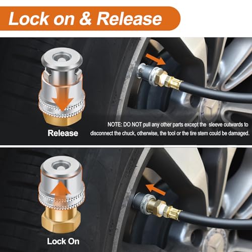 Unifizz Lock On Air Chuck Brass Open Flow Straight Locking Air Chuck Quick Connect 1/4'' FNPT Tire Chuck for Pressure Gauge Tire Inflator Compressor Accessories