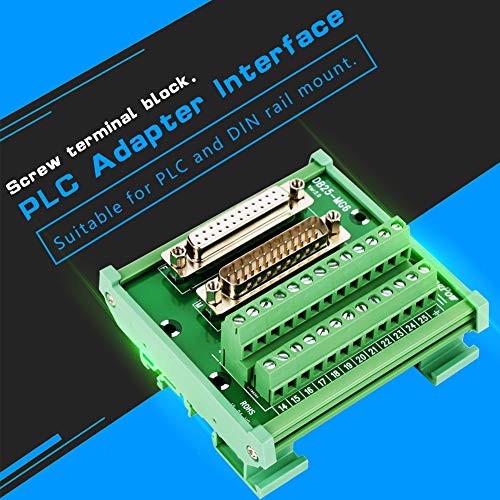 DB25 D-Sub pin header socket header, PLC breakout card circuit board connection board block interface plug for DIN rail mounting branch fuse switch-off plate connection board