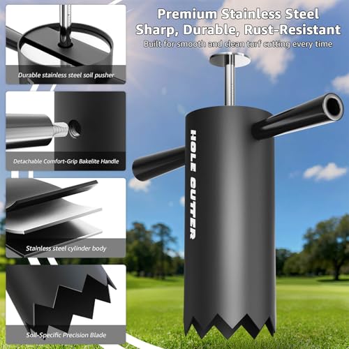 Portable Golf Hole Cutter, 4" & 6" Stainless Steel
