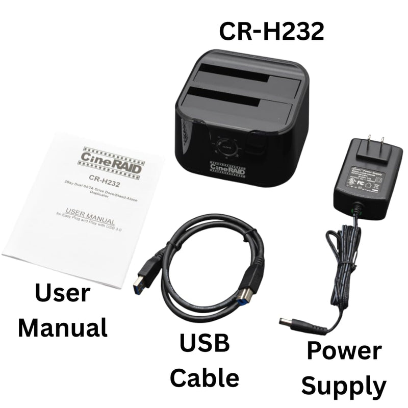 CR-H232 USB 3.2 Gen 1 5Gbps Dual Bay SATA HDD/SSD Docking Station & Duplicator – One-Touch Clone, 2.5"/3.5" SATA I/II/III, Compatible up to 10TB+ Hard Drives, Windows/macOS/Linux Compatible