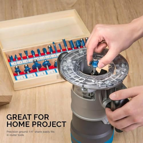 HILTEX 10108 Tungsten Carbide Router Bit Set, Woodworking Tools and Accessories, 1/4-Inch Shank, 24-Piece Set 24 Piece Set