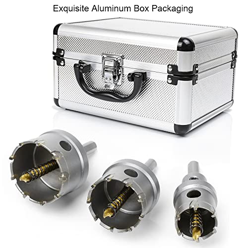 7Pcs Tungsten Carbide Hole Saw Kit for Hard Metal and Steel, 5/8"-1-3/4" 7Pcs 5/8"-1-3/4"