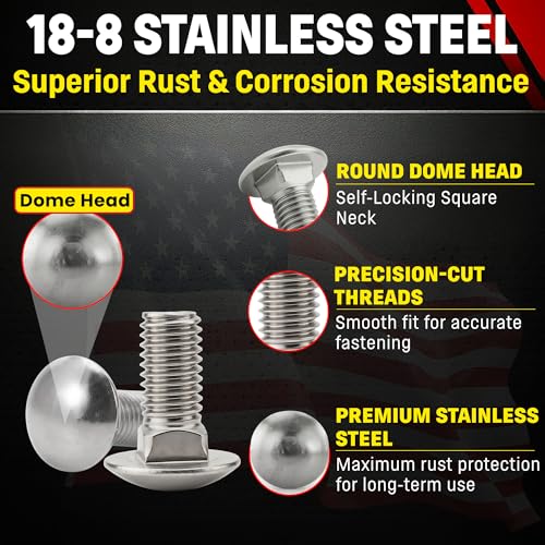 Chenango Supply 1/2-13 x 1-1/4" Stainless Carriage Bolts 1/2-13 x 1-1/4"