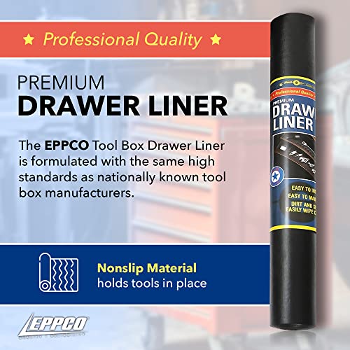 EPPCO Enterprises Tool Box Drawer Liner 24-inch Wide x 72” Long Non-Slip Tools Chest Mat, Blac 24"W x 72"L