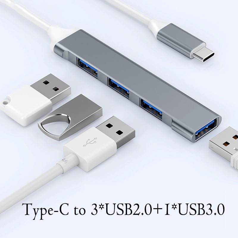 USB Hub 4 in 1, USB to USB 3.0 USB 2.0,4 Ports Portable USB Splitter, USB Docking Station Compatible with Laptop,PC, Phones… (USB_C HUB1) USB_C HUB1