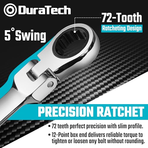 DURATECH Stubby Flex-head Ratcheting Wrench Set, Metric, 12-piece