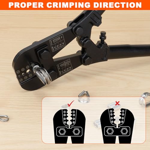 Sanuke Wire Rope Crimping Tool Kit, 3/64"-1/8" Steel Cable Swaging Tool Crimper+Sleeves (2-Piece)