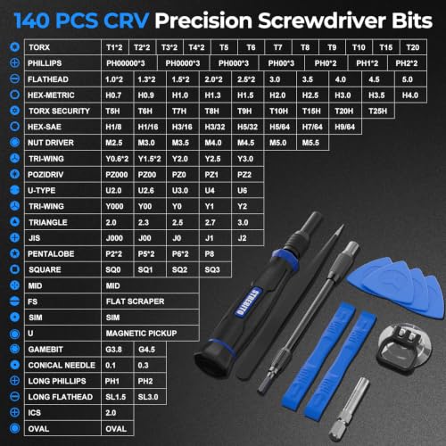 STREBITO Precision Screwdriver Set 153 in 1 Small Magnetic Screwdriver Set Blue