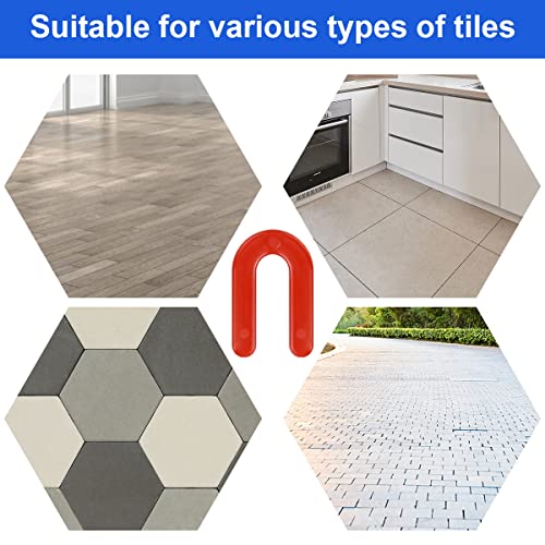 DGSL Tile Leveling System Tile Spacers 1/8 Inch, 300 pieces Horseshoe Shim U Shape Plastic Tile Leveling Clips for Various Types of Tile Leveling 1/8*300 Red