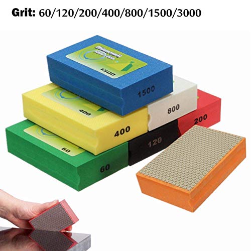 Sanding Blocks Polishing Grinding Block Diamond Polishing Hand Pads Block For Granite Marble Glass Grinding 1500 Grit, 1 Pcs