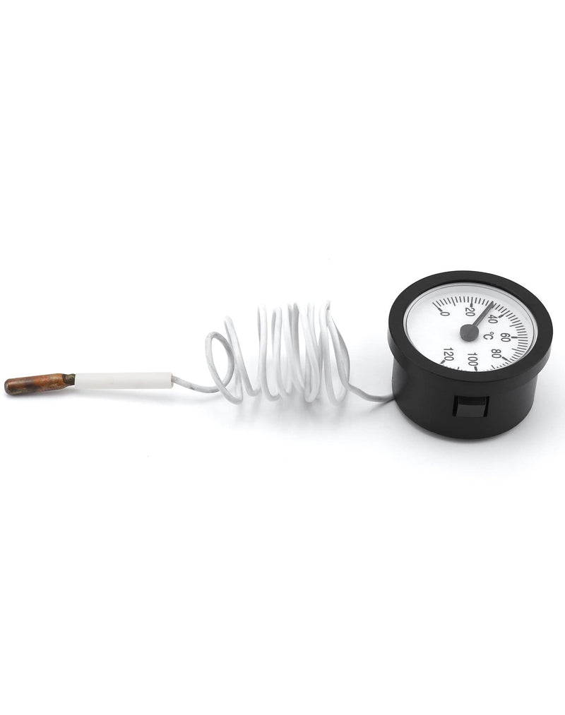 QWORK thermometer with capillary sensor used for boilers, heating and cooling systems, capillary 1000 mm, 0-120°C
