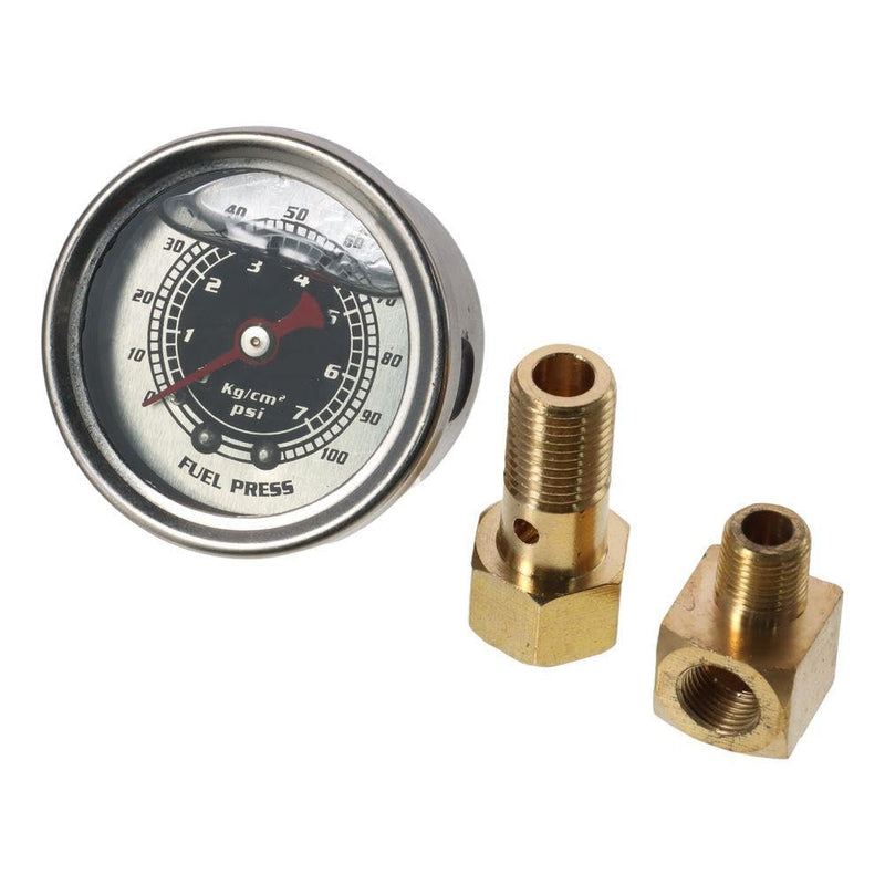 BYOBYO 0-100 Psi Fuel Pressure Gauge,1-1/2" Black Liquid Filled Fuel Pressure Gauge,1/8" NPT Center Back Mount for Water, Oil, Fuel Pressure Test