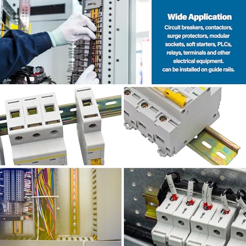VooGenzek 4 pieces DIN rail, DIN DIN rail support rail, with 16 pieces screws, for rail series and contactor, 35 x 300 mm, alloy steel Alloy Steel 300mm - 4 Pieces