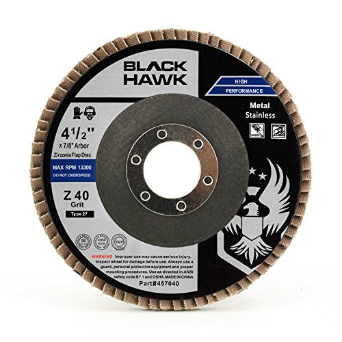 BHA 4.5" x 7/8" T27 Grinding and Sanding Flap Discs, 40 Grit - 10 Pack