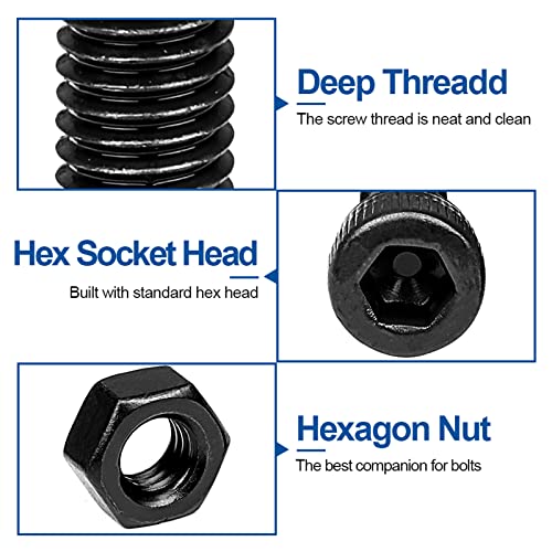 NINDEJIN M2 M3 M4 M5 Hex Socket Cap Screw Machine Screws Assortment Kit + M3 Allen Socket Drive Screw Bolt and Nut Set(580pcs Stainless Steel+282pcs Carbon Steel