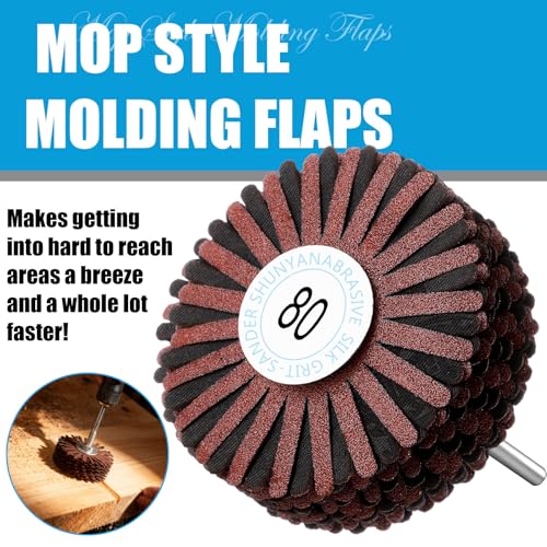 Tioncy 7 Pack Flap Wheels 1/4-Inch Shank, Abrasive Sanding 80-400 Grit