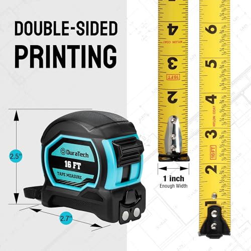 DURATECH Magnetic Tape Measure 25FT&16FT with Fractions 1/8, Retractable Measuring Tape, Easy to Read Both Side Measurement Tape, Magnetic Hook and Shock Absorbent Case