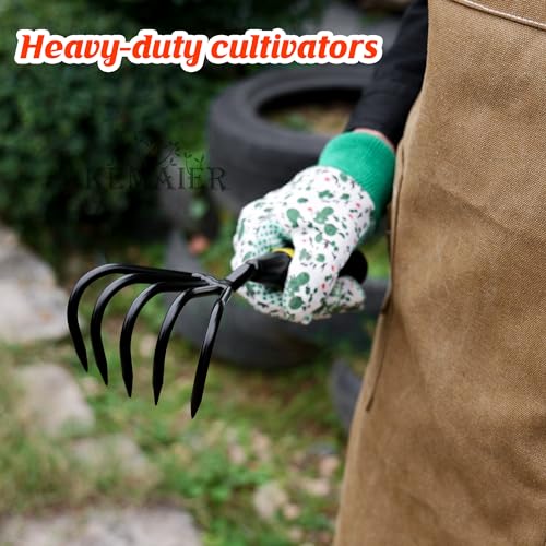 KEMAIER Heavy Duty Garden Trowel and Stainless Steel Hand Cultivator