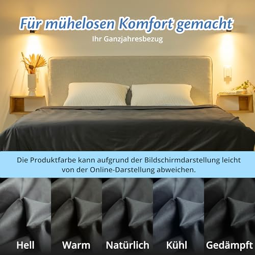 Ella Duvet Cover 135 x 200 cm for Weighted Blanket - Made from 100% Cotton - Suitable for 7 kg and 9 kg Weighted Blankets - Anthracite Grey