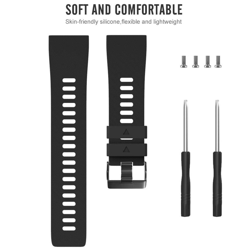 Compatible with Garmin Forerunner 35 Band,Solf Silicone Replacement Bands for Garmin Forerunner 35 Watch Black