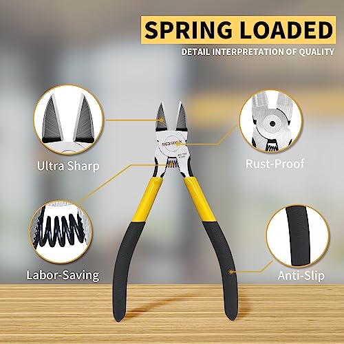 BOOSDEN Wire Cutter 6.5 inch Cutting Pliers Diagonal Cutter Snipper 10 Pack 6.5"- 10 Pack