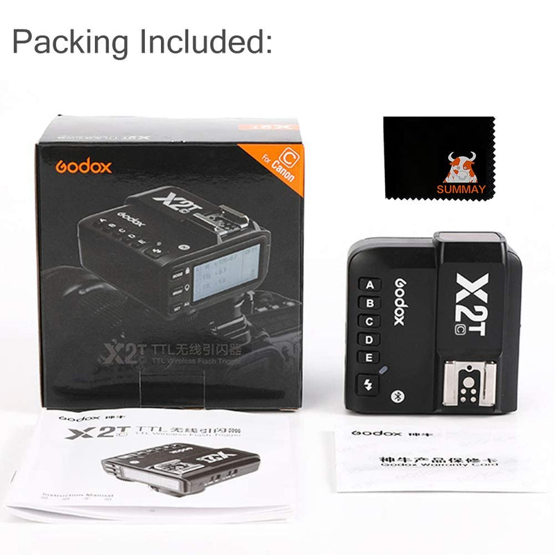 GODOX X2T-C TTL Trigger Flash for Canon EOS Cameras 1/8000s HSS TTL Manual Function Trigger with Clean Cloth