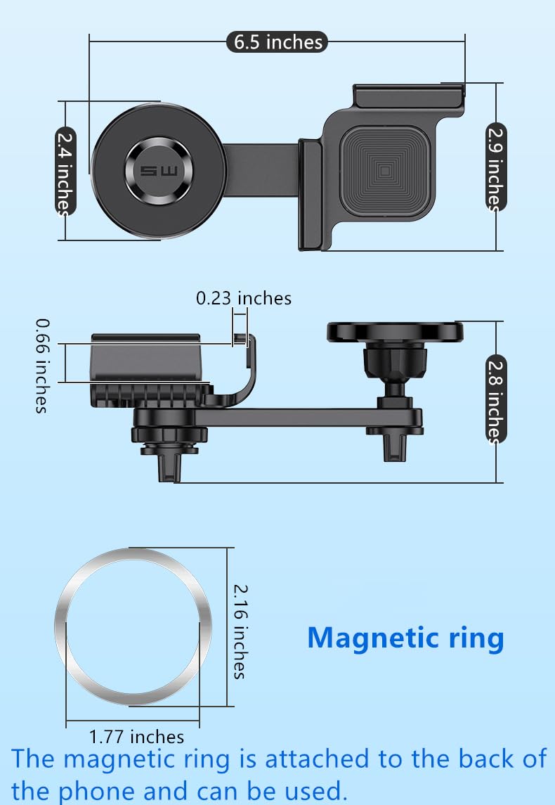 Tesla Phone Mount, MagSafe Strongest Magnet Power Magnetic Car Phone Holder Mount for Tesla 3/Y Accessories Fits for All iPhone & Android Phones - with Magnetic Ring