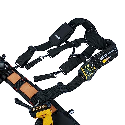 Padded Tool Belt for Men Construction Tool Harness for Heavy Duty + Work Belt Suspender Tool Belt Suspenders Bag Suspenders for Men Heavy Duty with Gel Shoulder Pad